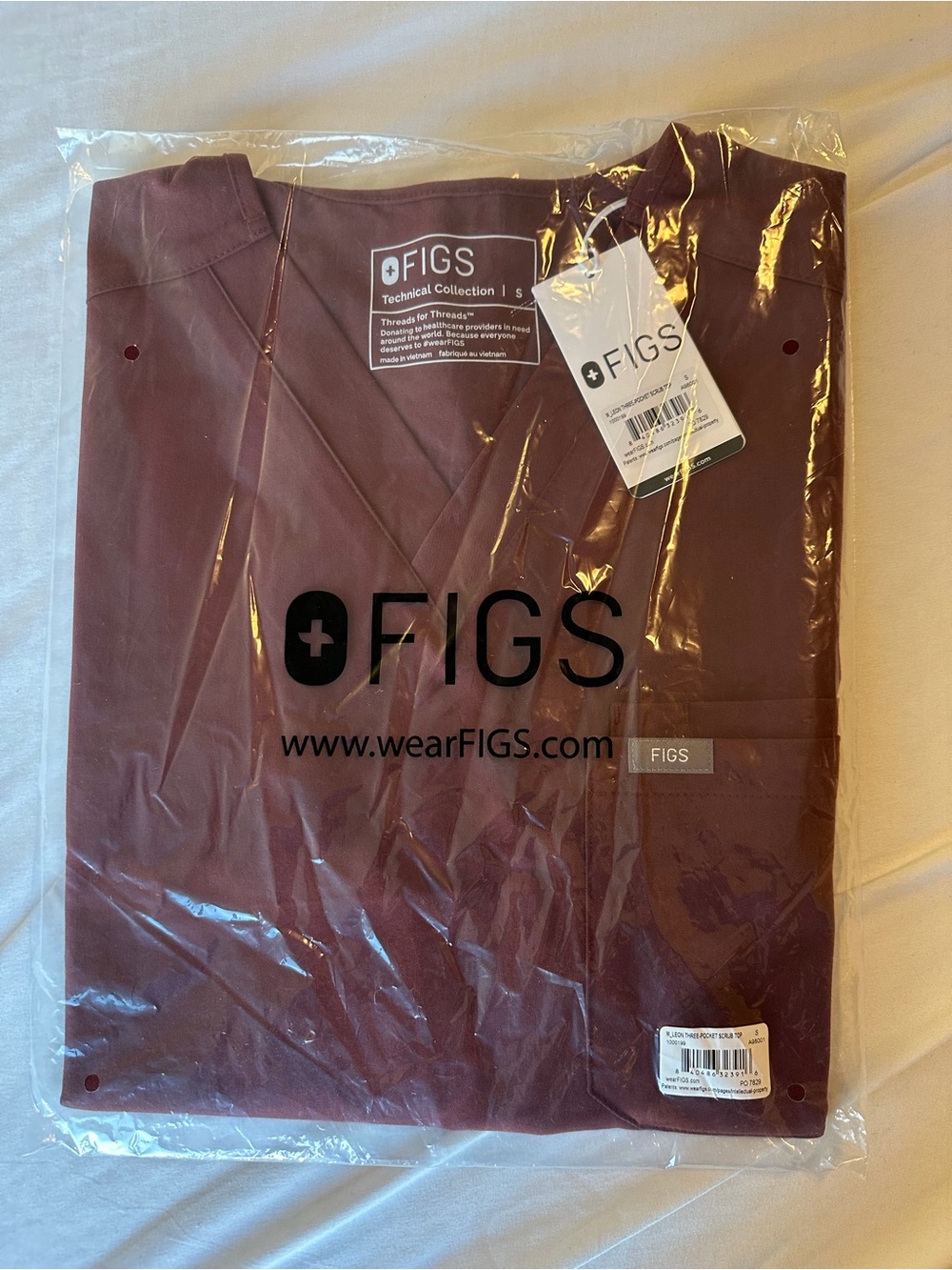 NWT FIGS Leon Three-Pocket Scrub Top Size S Dark Brown